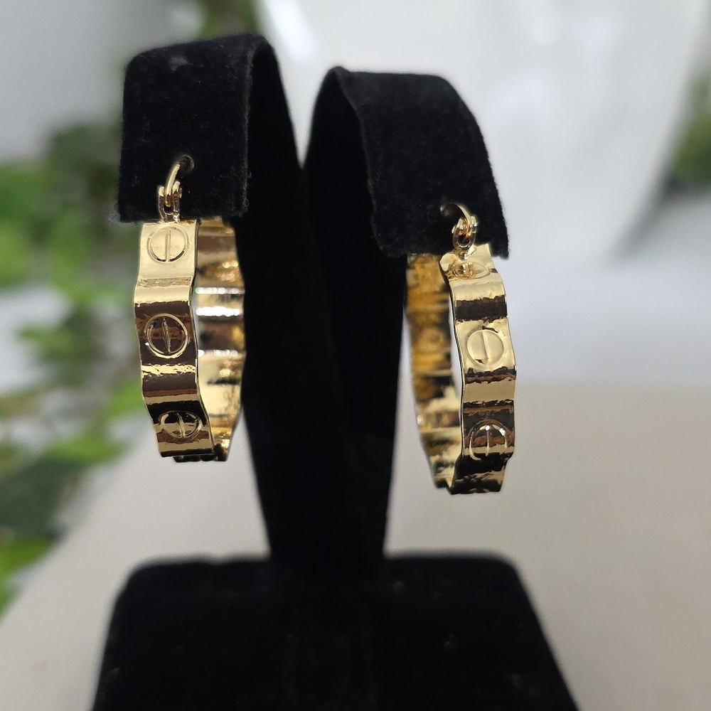 Gold Filled Hoops with Love Design